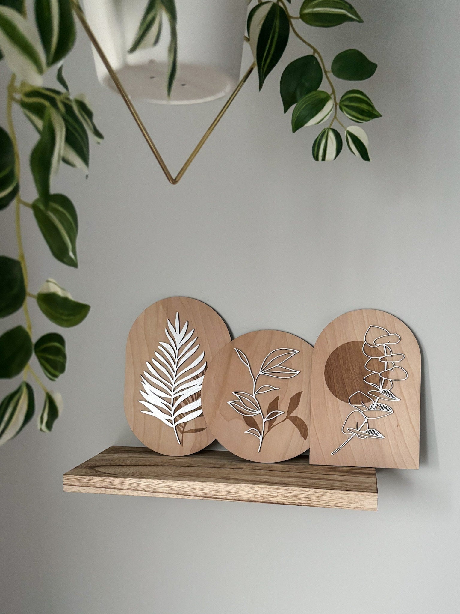 Boho Engraved Greenery Wall Art, Leaf Wood Art, Contemporary Leaves Wall Decor, Laser Cut Wall Art, Feminine Wall Art, Boho Home Decor