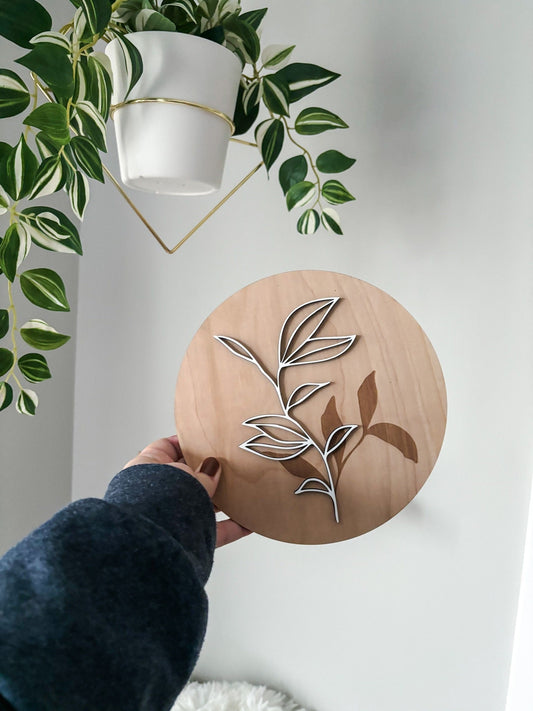 Boho Engraved Greenery Wall Art, Leaf Wood Art, Contemporary Leaves Wall Decor, Laser Cut Wall Art, Feminine Wall Art, Boho Home Decor