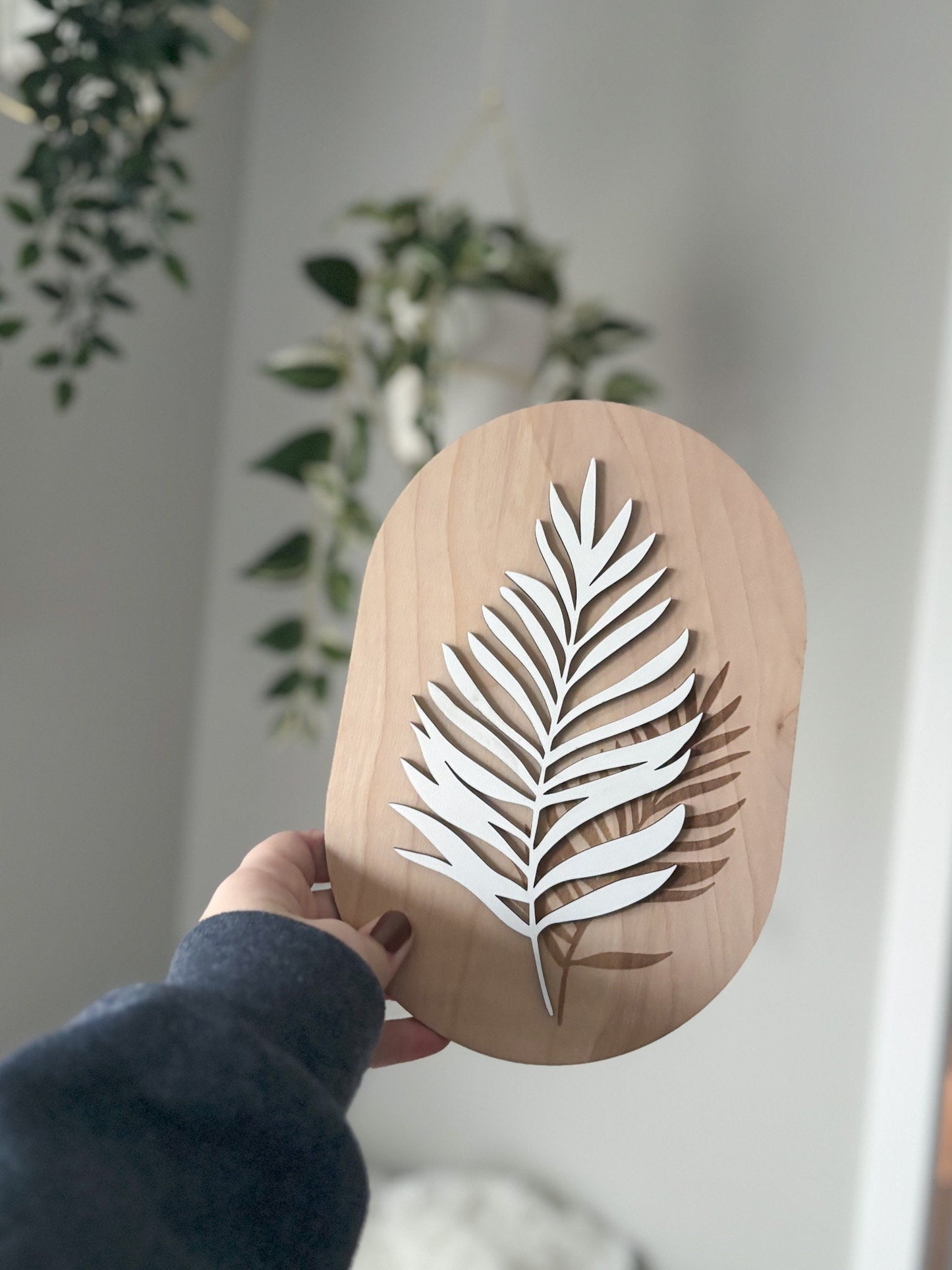 Boho Engraved Greenery Wall Art, Leaf Wood Art, Contemporary Leaves Wall Decor, Laser Cut Wall Art, Feminine Wall Art, Boho Home Decor
