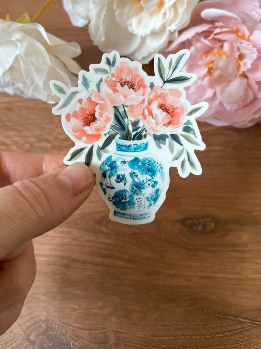 Peonies in Vase Sticker