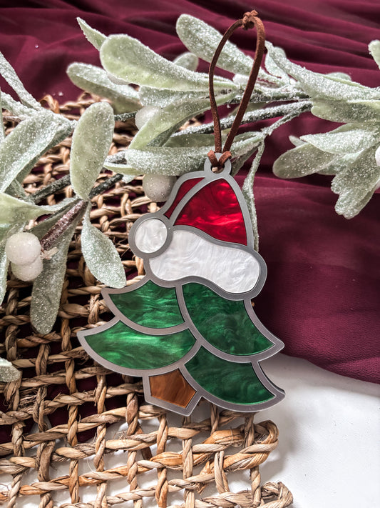 Christmas Tree Ornament Faux Stained Glass