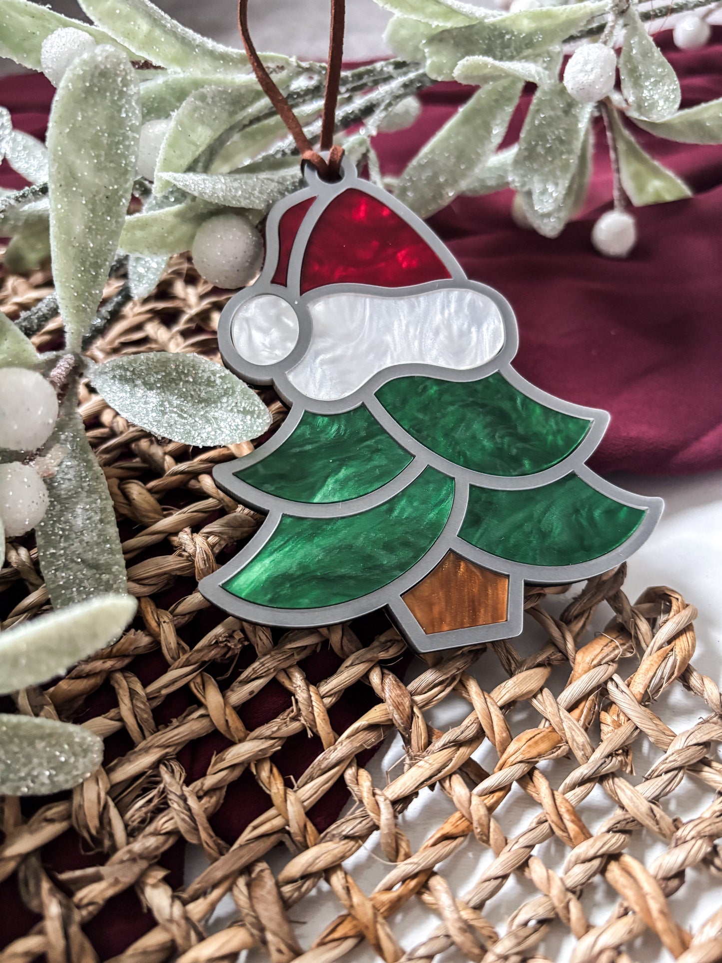 Christmas Tree Ornament Faux Stained Glass