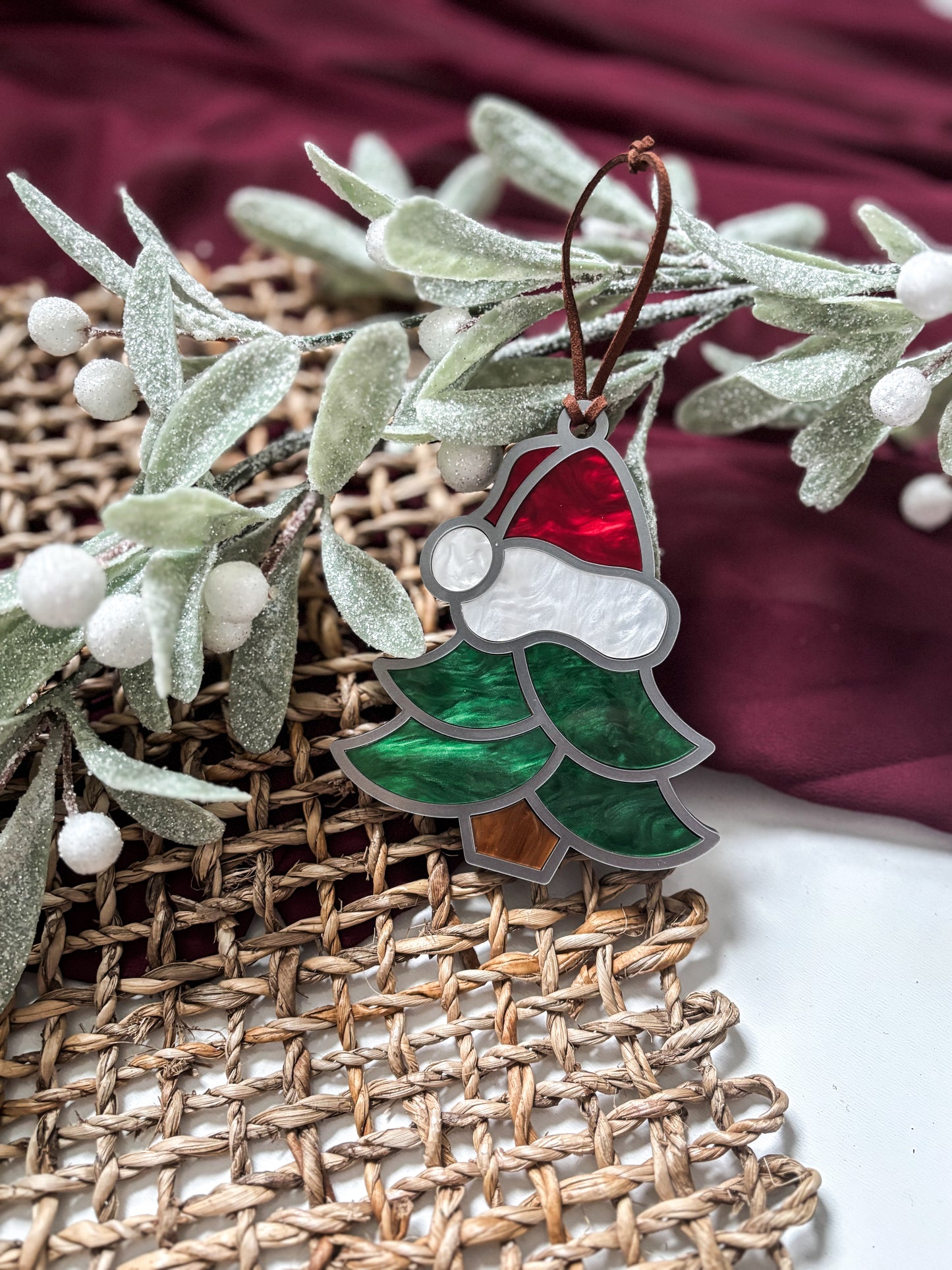 Christmas Tree Ornament Faux Stained Glass