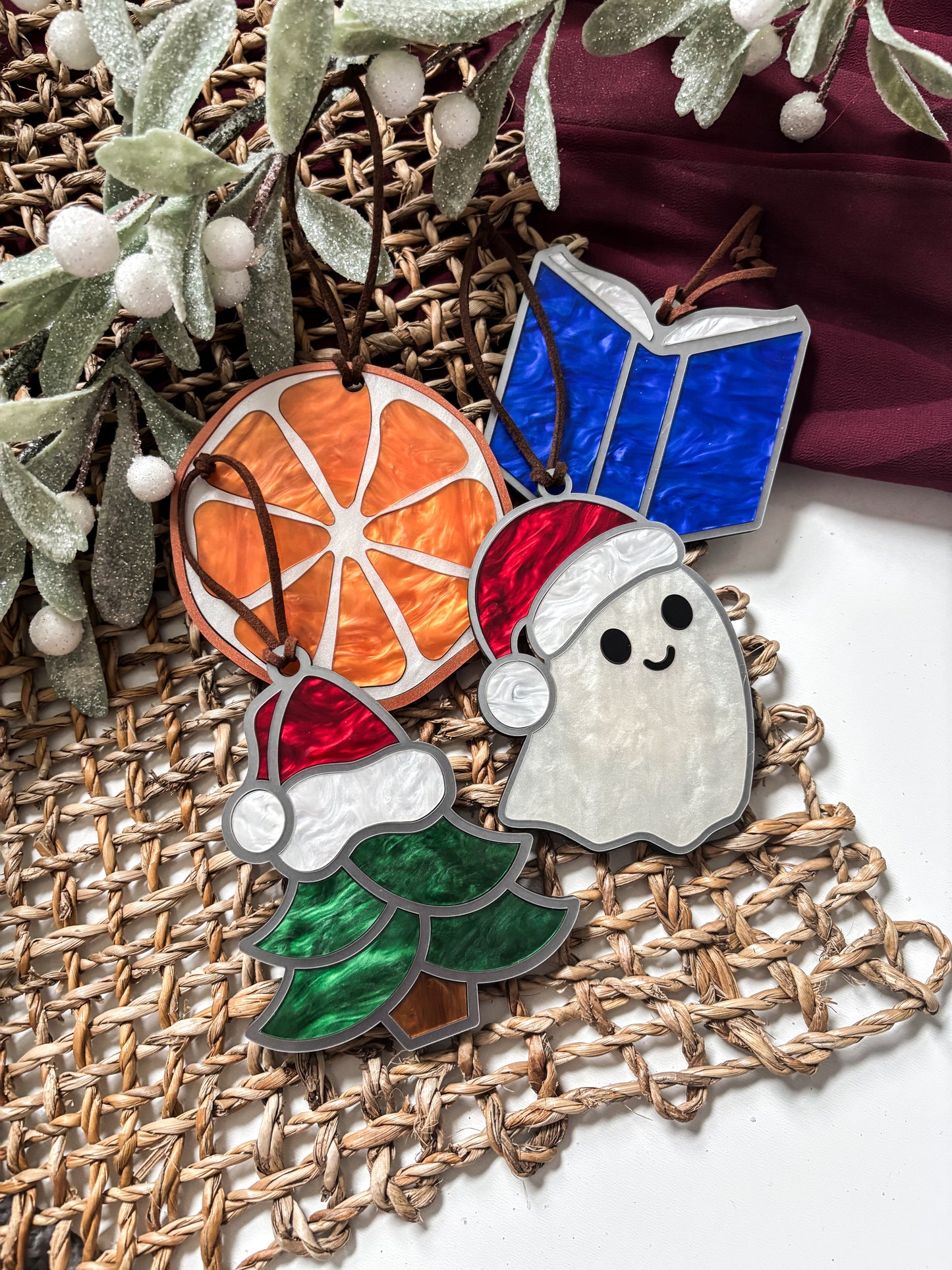 Christmas Tree Ornament Faux Stained Glass