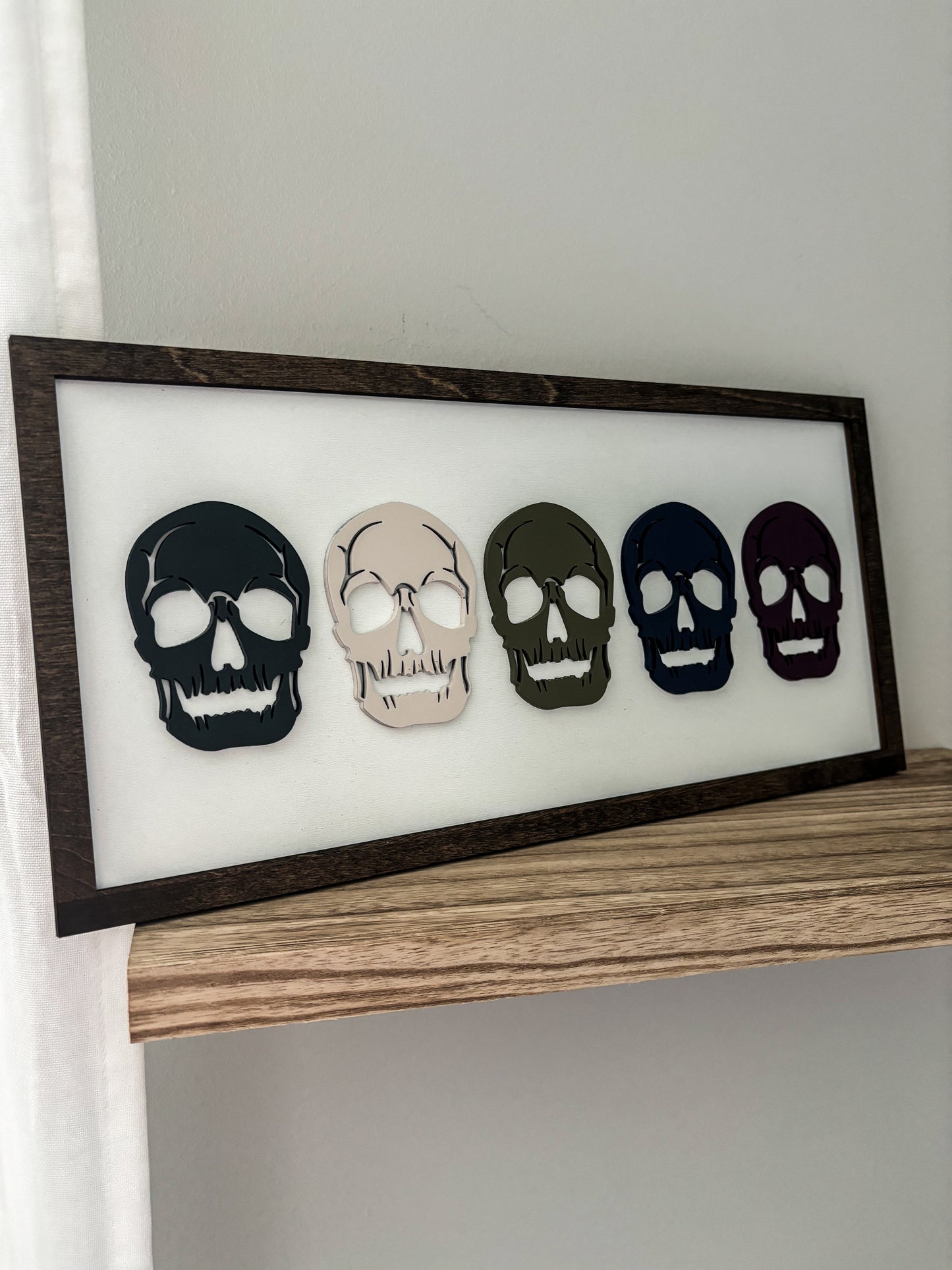 Framed Halloween Skeleton Heads Sign