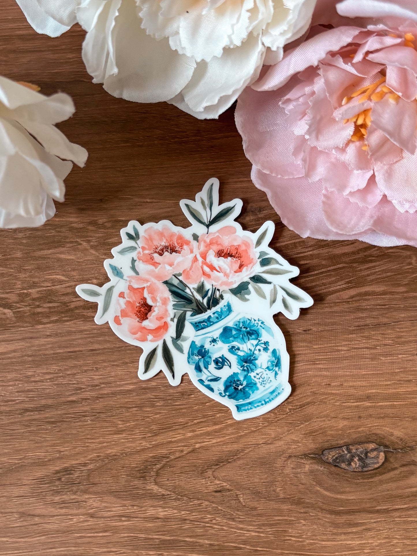 Peonies in Vase Sticker