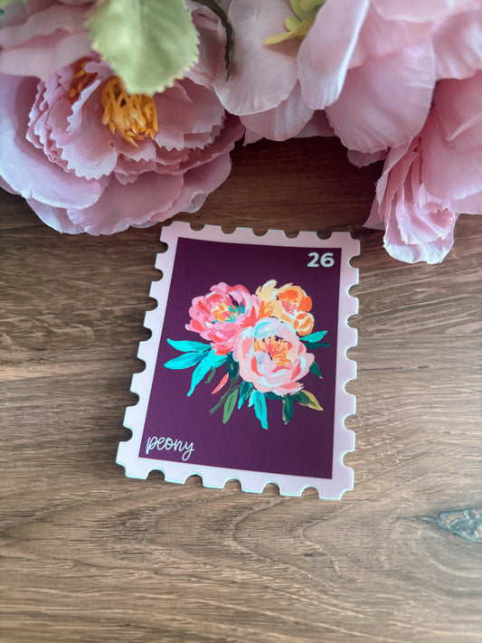 Peony Stamp Sticker