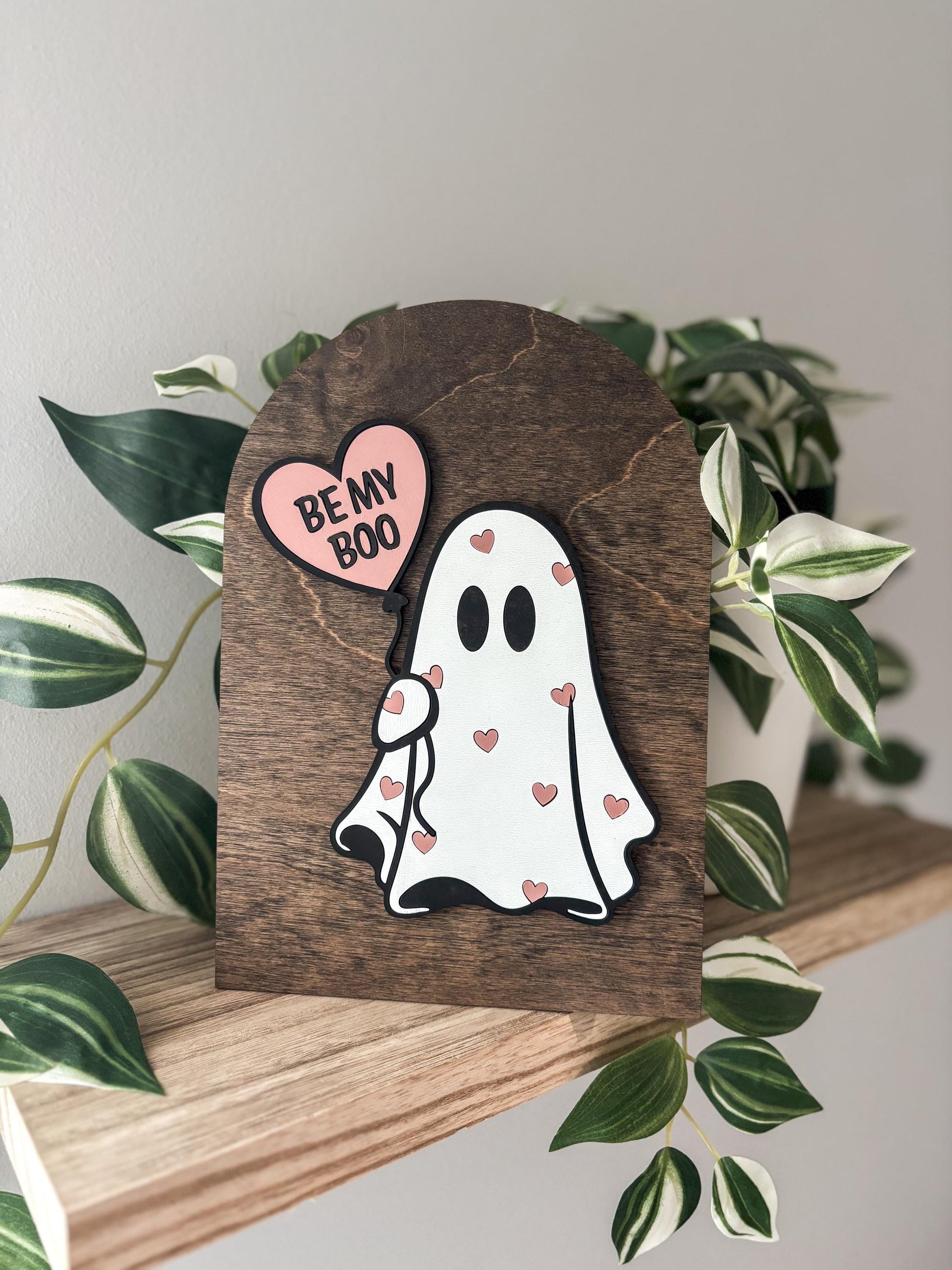 Valentine's Day Balloon Ghost Sign, Modern Valentines Decor, Cute Spooky Home Decor, Fall Decor, Halloween Sign, Winter Wood Sign