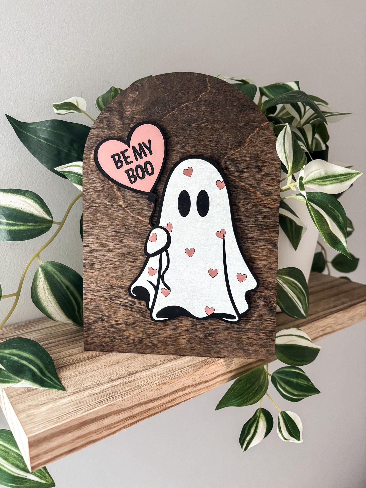 Valentine's Day Balloon Ghost Sign, Modern Valentines Decor, Cute Spooky Home Decor, Fall Decor, Halloween Sign, Winter Wood Sign