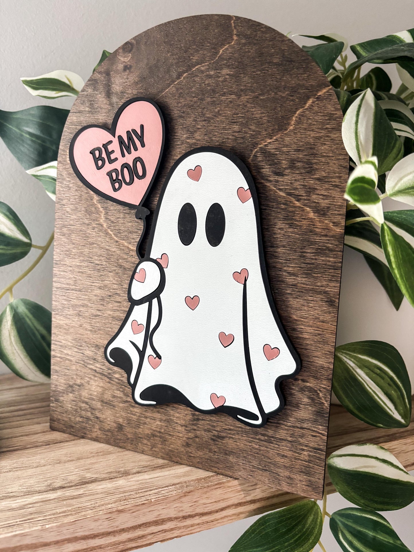 Valentine's Day Balloon Ghost Sign, Modern Valentines Decor, Cute Spooky Home Decor, Fall Decor, Halloween Sign, Winter Wood Sign