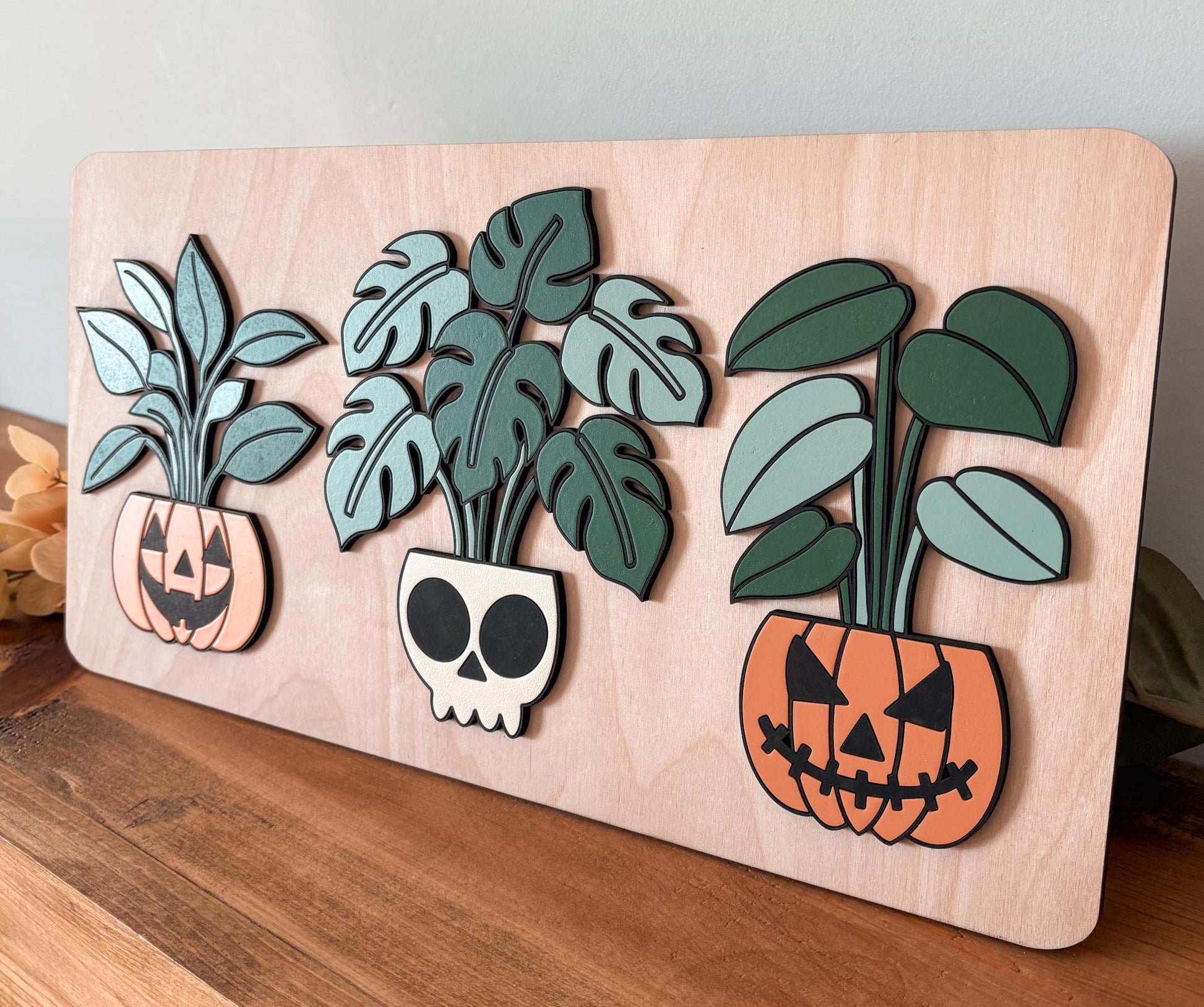 Halloween Planters Sign, Spooky Planter Skeleton Decor, Pumpkin Planters Home Decor, Skull Fall Decor, Halloween Sign, Fall Wood Sign