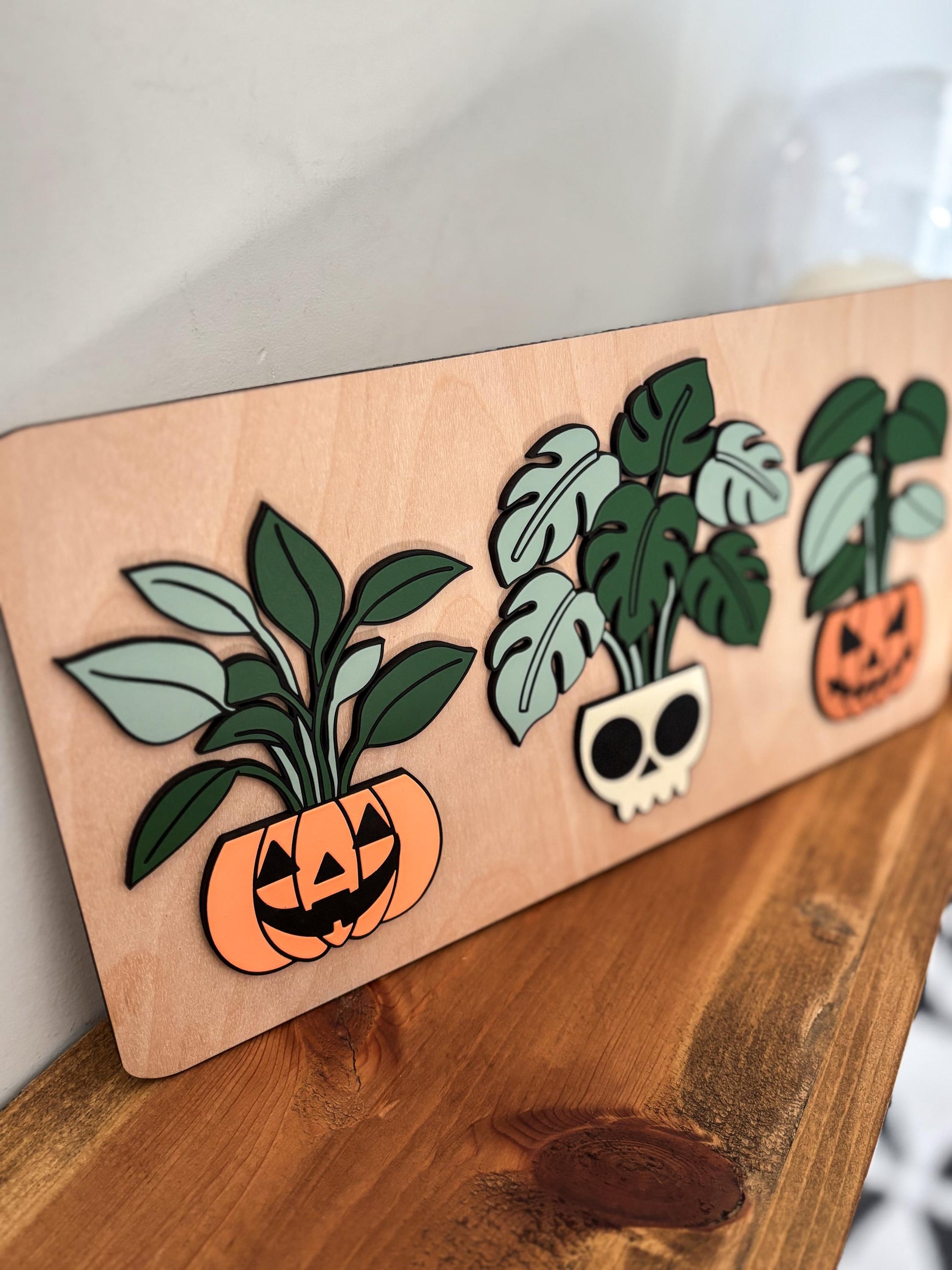 Halloween Planters Sign, Spooky Planter Skeleton Decor, Pumpkin Planters Home Decor, Skull Fall Decor, Halloween Sign, Fall Wood Sign