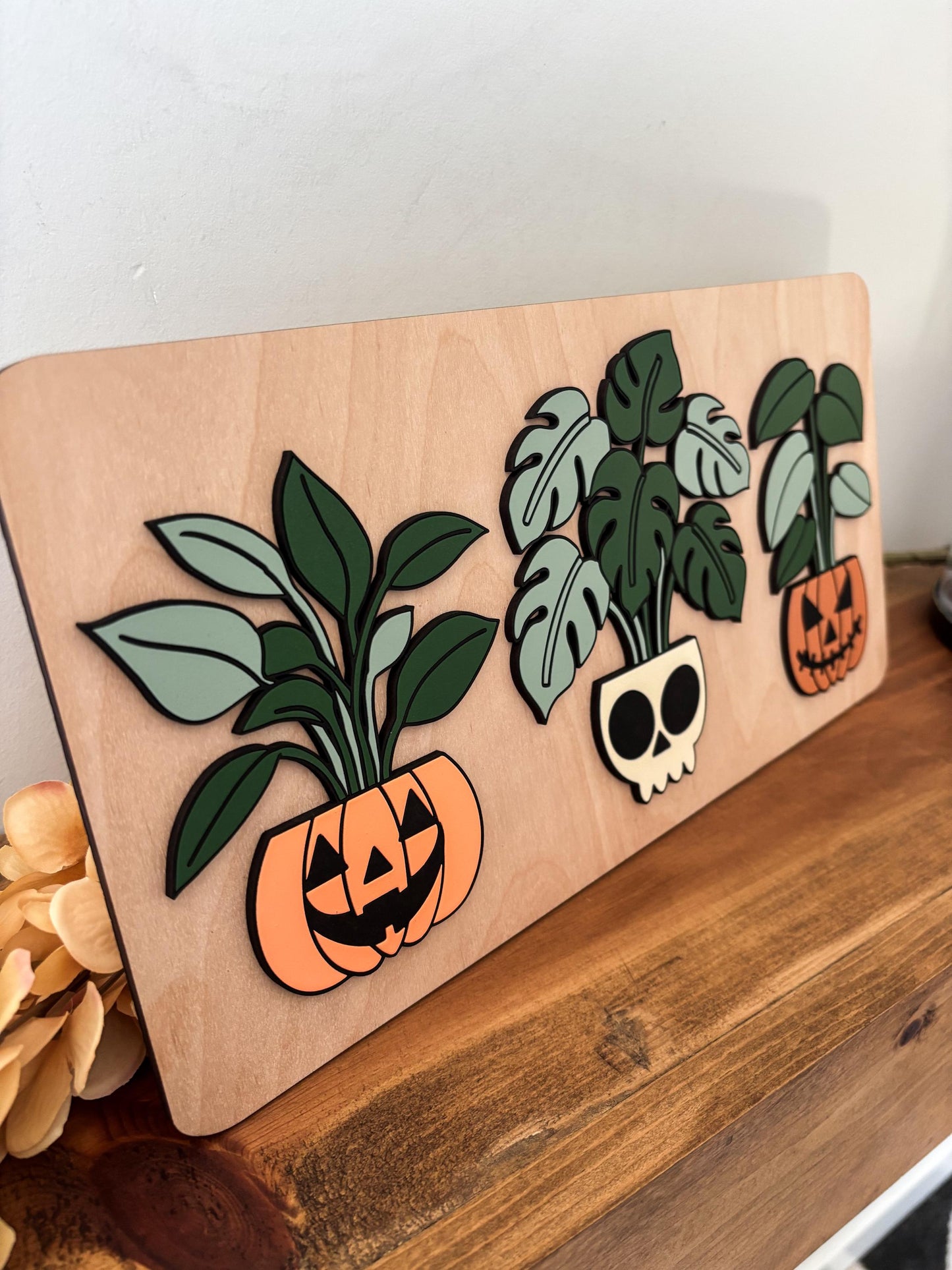 Halloween Planters Sign, Spooky Planter Skeleton Decor, Pumpkin Planters Home Decor, Skull Fall Decor, Halloween Sign, Fall Wood Sign