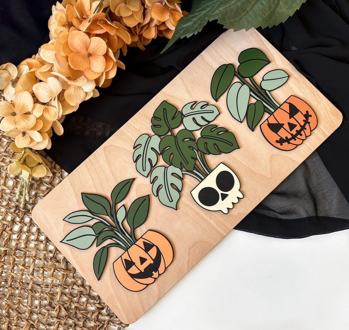 Halloween Planters Sign, Spooky Planter Skeleton Decor, Pumpkin Planters Home Decor, Skull Fall Decor, Halloween Sign, Fall Wood Sign