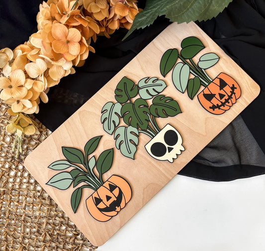 Halloween Planters Sign, Spooky Planter Skeleton Decor, Pumpkin Planters Home Decor, Skull Fall Decor, Halloween Sign, Fall Wood Sign