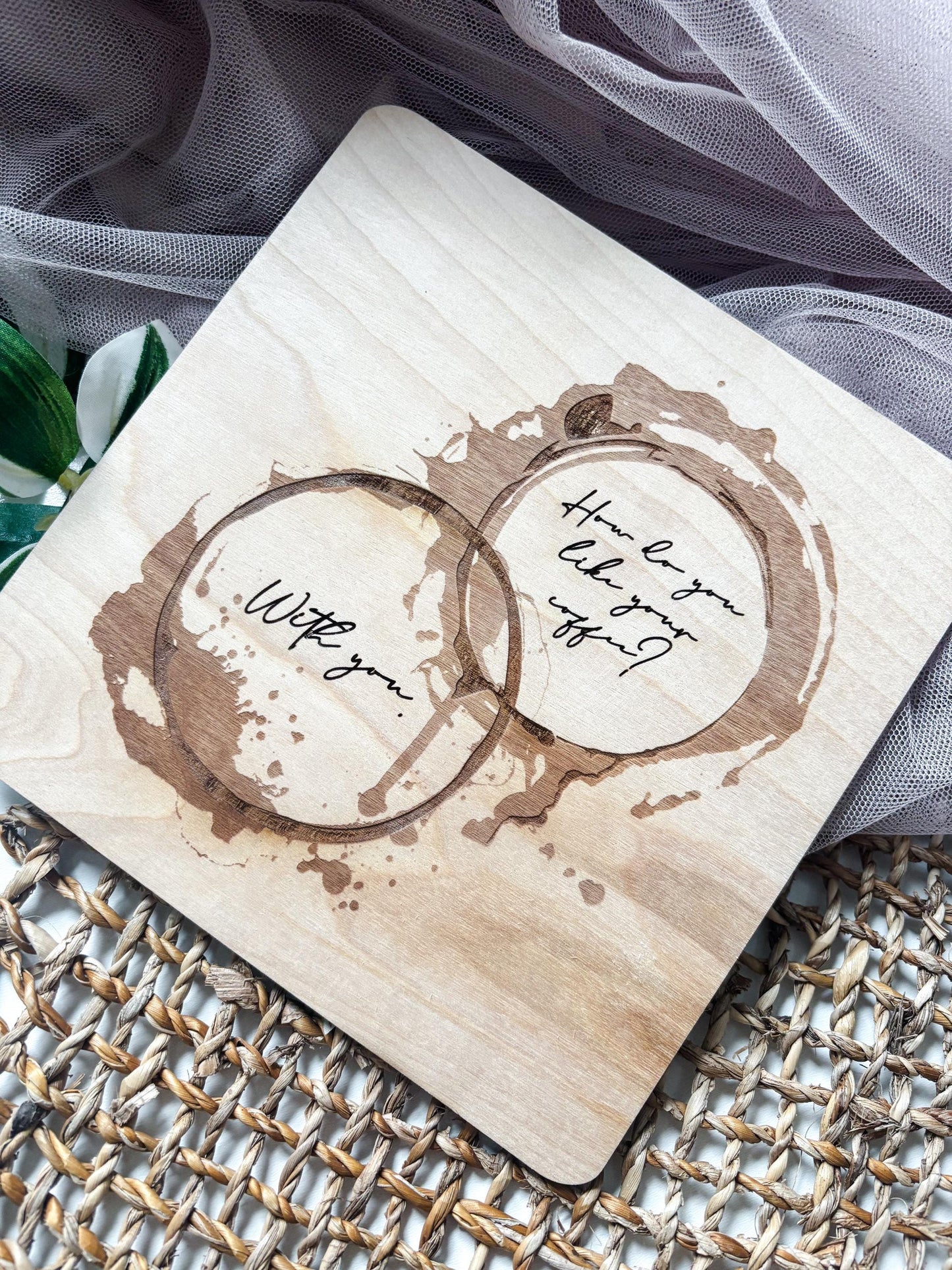 Coffee Bar Decor, Engraved Coffee Ring Art, Wood Coffee Lover Gift, Minimalist Kitchen Decor, Coffee Station Decor, Modern Coffee Wall Art