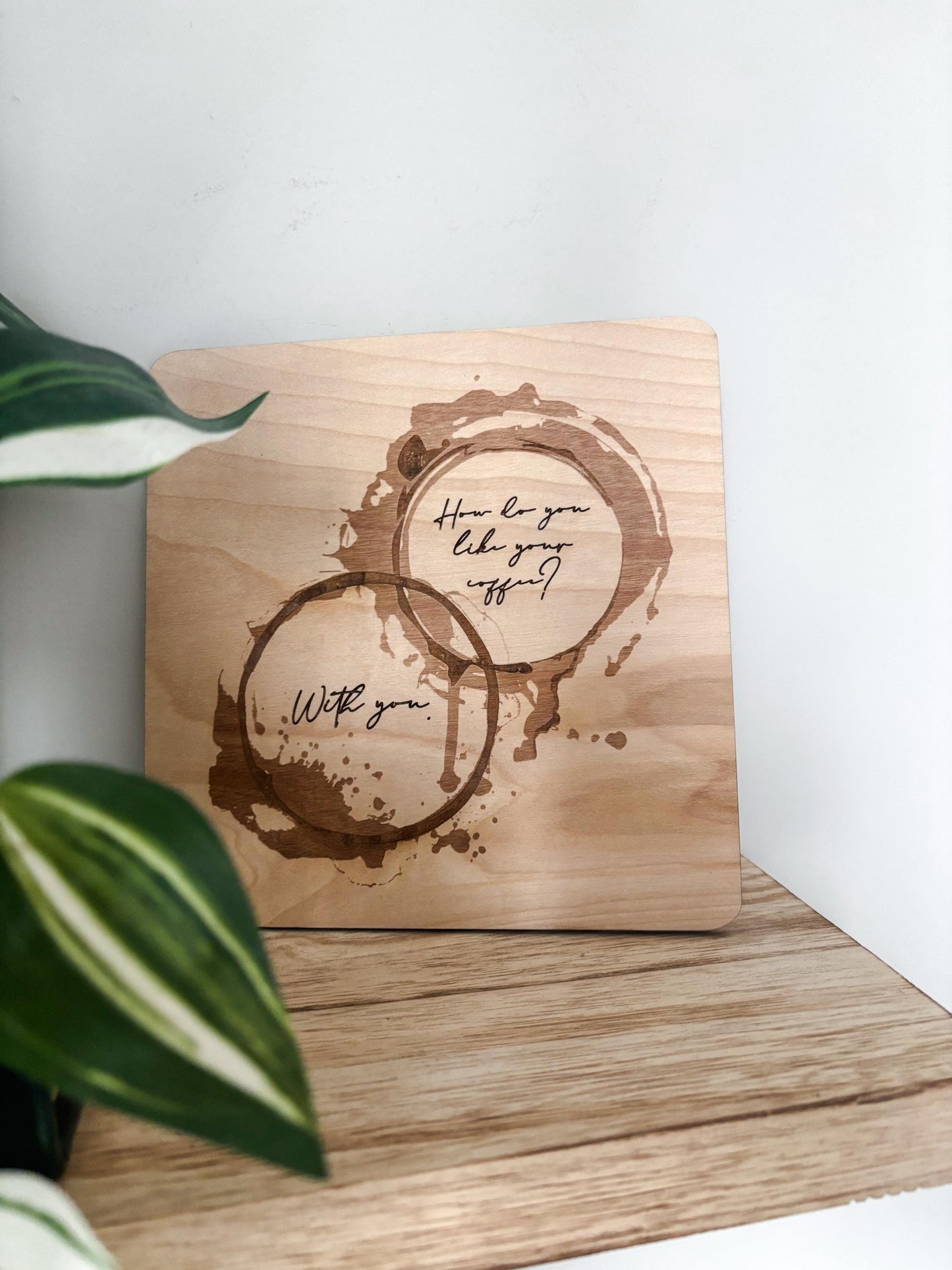 Coffee Bar Decor, Engraved Coffee Ring Art, Wood Coffee Lover Gift, Minimalist Kitchen Decor, Coffee Station Decor, Modern Coffee Wall Art