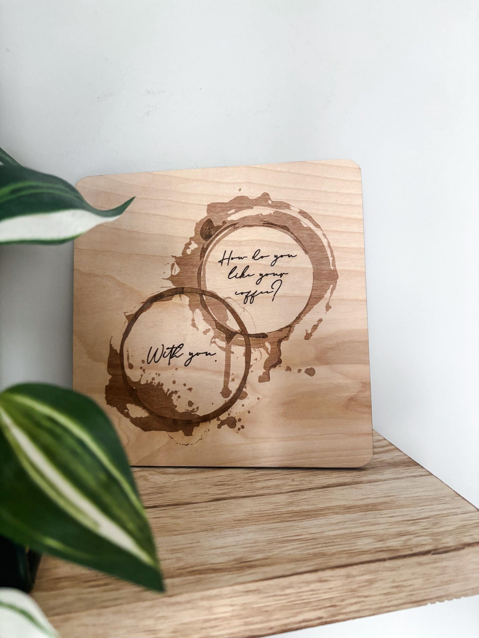 Coffee Bar Decor, Engraved Coffee Ring Art, Wood Coffee Lover Gift, Minimalist Kitchen Decor, Coffee Station Decor, Modern Coffee Wall Art