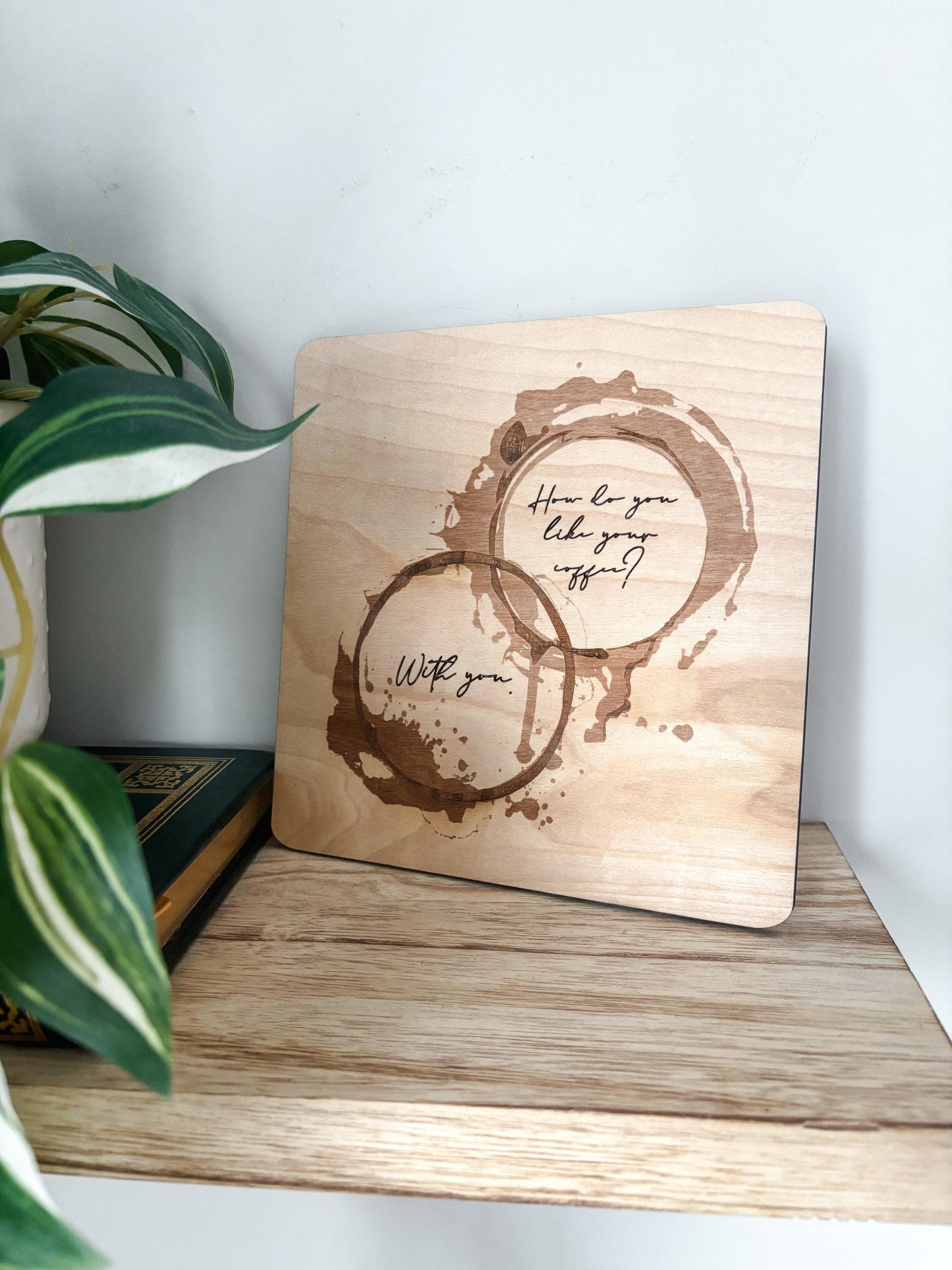 Coffee Bar Decor, Engraved Coffee Ring Art, Wood Coffee Lover Gift, Minimalist Kitchen Decor, Coffee Station Decor, Modern Coffee Wall Art