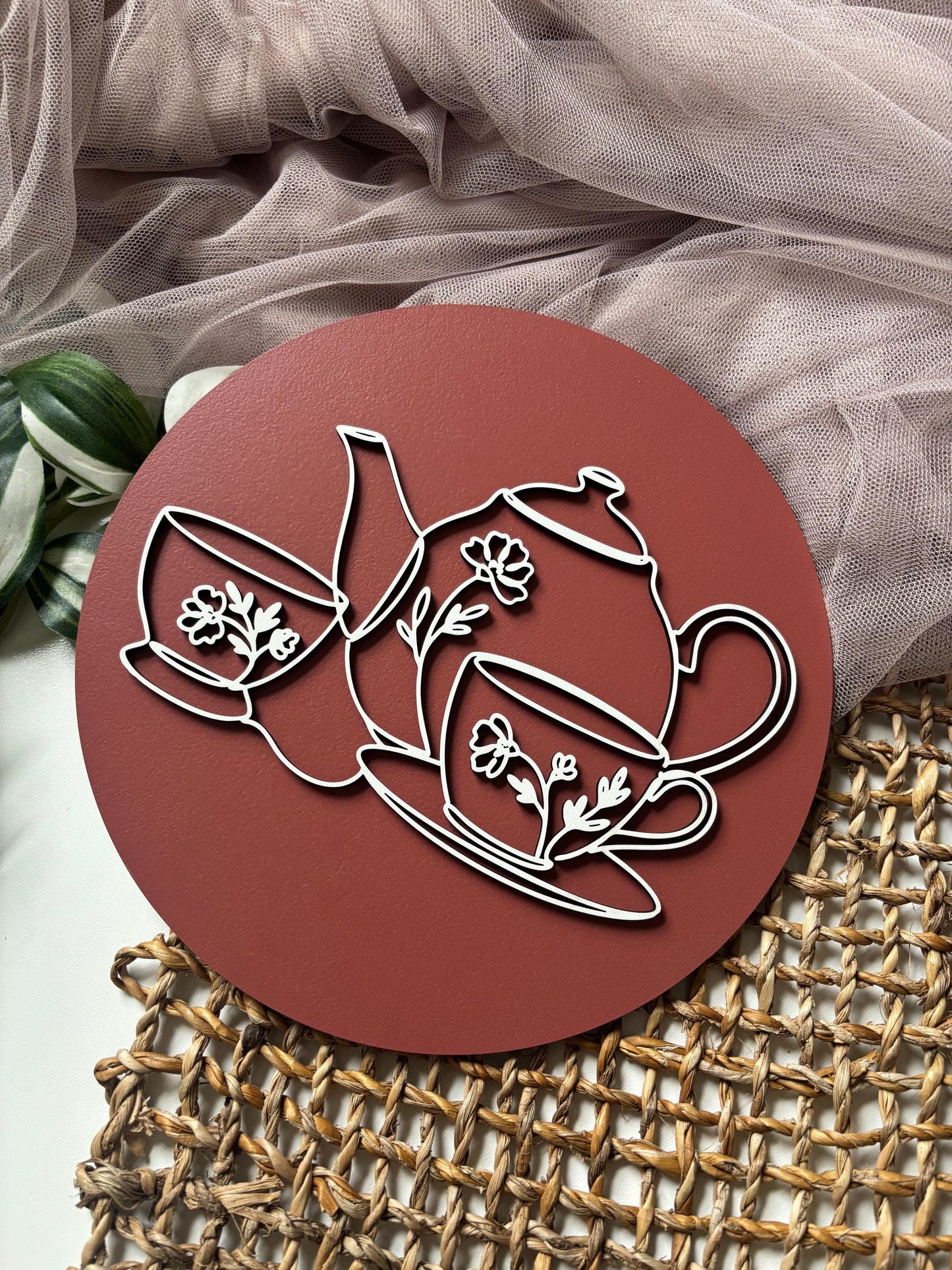 Tea Lover Wall Art, Teapot and Teacup Decor, Tea Bar Decor, Kitchen Tea Decor, Cottagecore Tea Art, Tea Time Wall Decor, Gift for Tea Lover