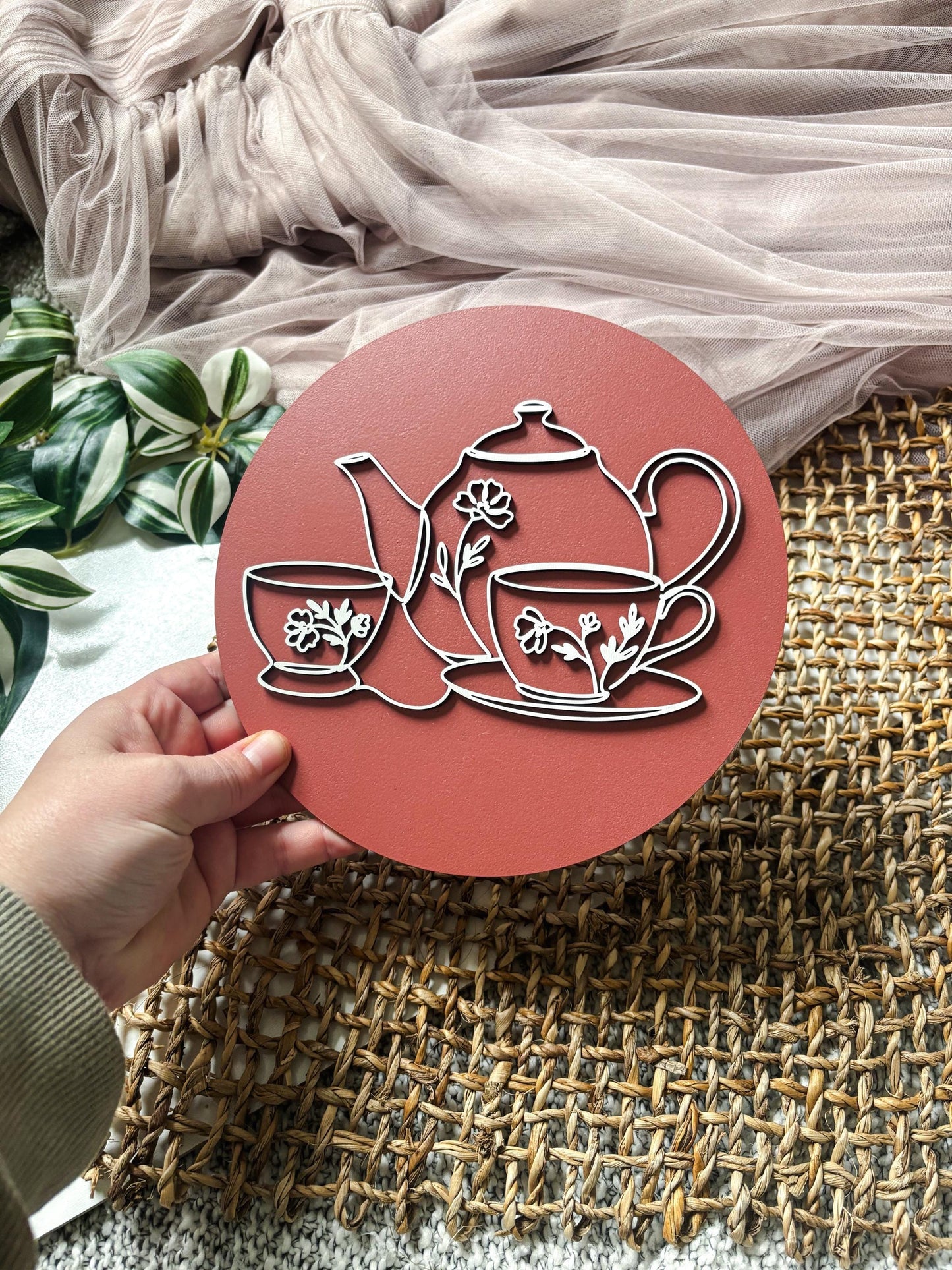 Tea Lover Wall Art, Teapot and Teacup Decor, Tea Bar Decor, Kitchen Tea Decor, Cottagecore Tea Art, Tea Time Wall Decor, Gift for Tea Lover