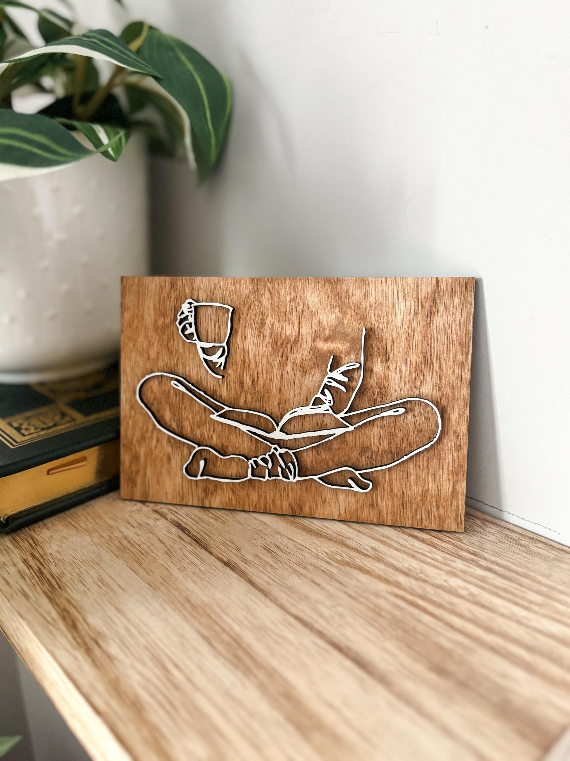 Reading Girl Wall Art, Minimalist Book Lover Decor, Coffee Lover Line Art, Cozy Reading Nook, Bookish Wall Art, Reader Gift, Coffee & Books