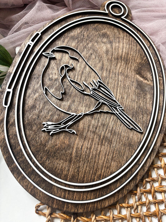 Bird Locket Wall Art, Line Art Bird Wall Decor, Nature Lover Gift, Cottagecore Home Decor