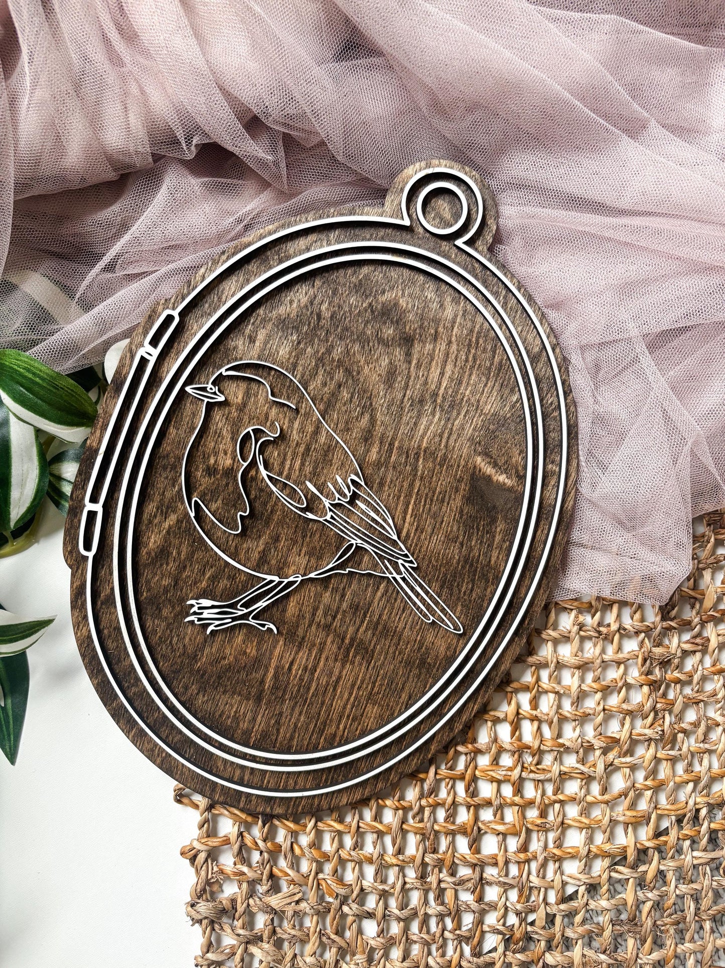 Bird Locket Wall Art, Line Art Bird Wall Decor, Nature Lover Gift, Cottagecore Home Decor