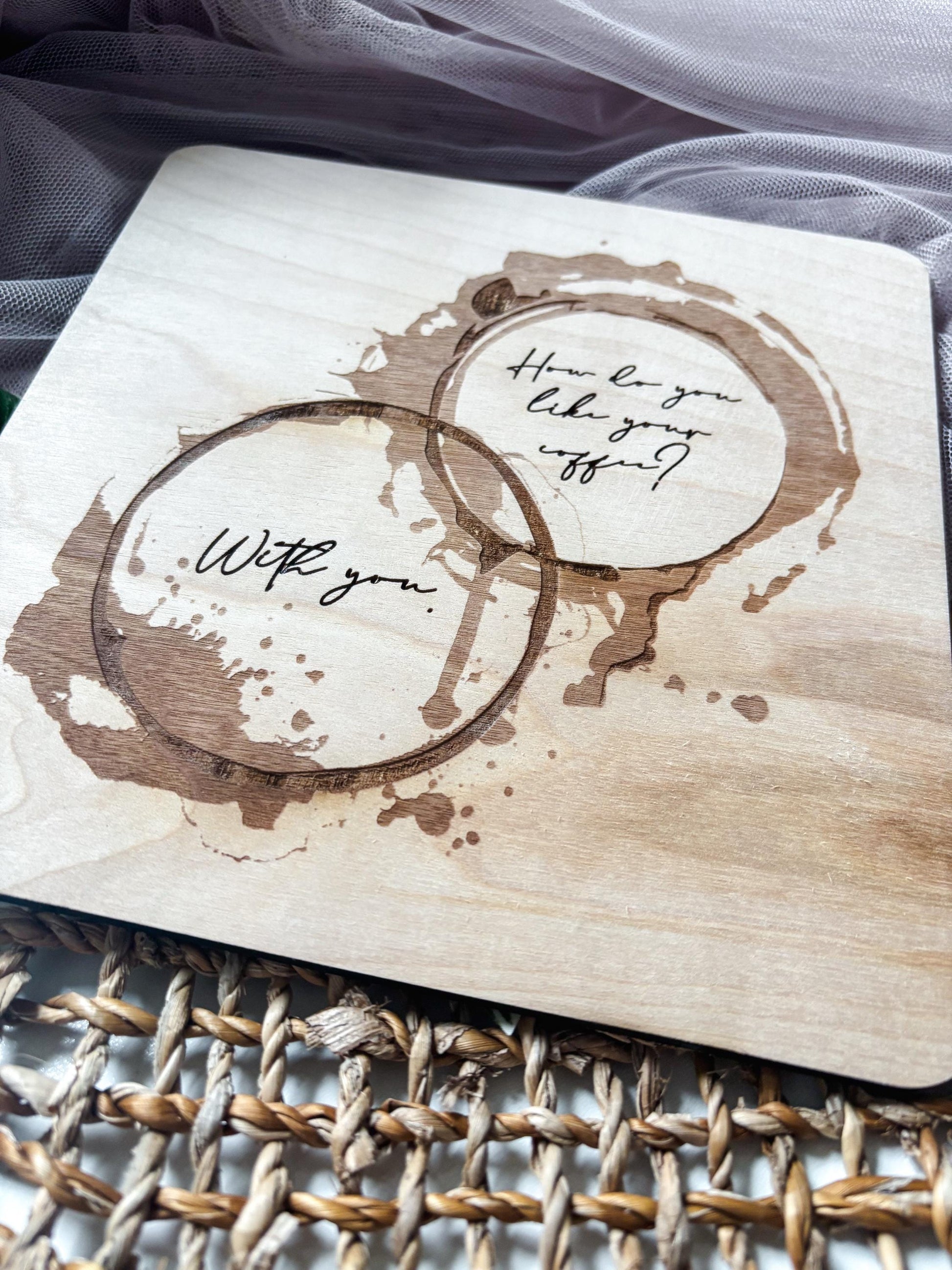 Coffee Bar Decor, Engraved Coffee Ring Art, Wood Coffee Lover Gift, Minimalist Kitchen Decor, Coffee Station Decor, Modern Coffee Wall Art