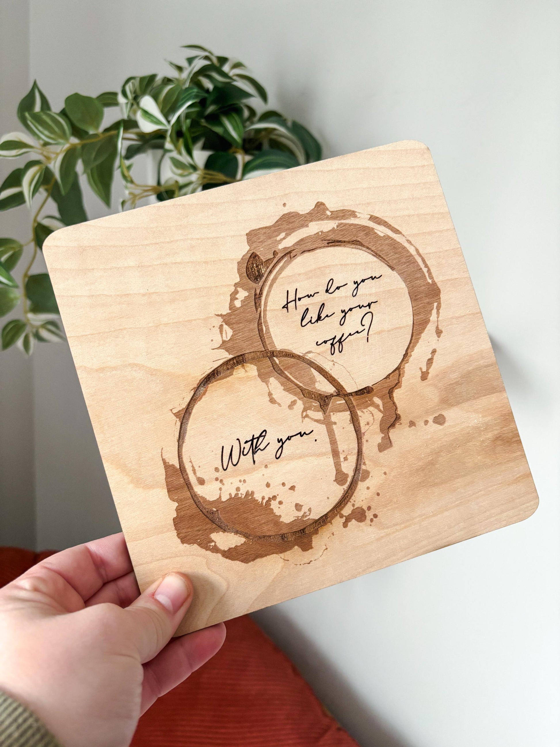 Coffee Bar Decor, Engraved Coffee Ring Art, Wood Coffee Lover Gift, Minimalist Kitchen Decor, Coffee Station Decor, Modern Coffee Wall Art