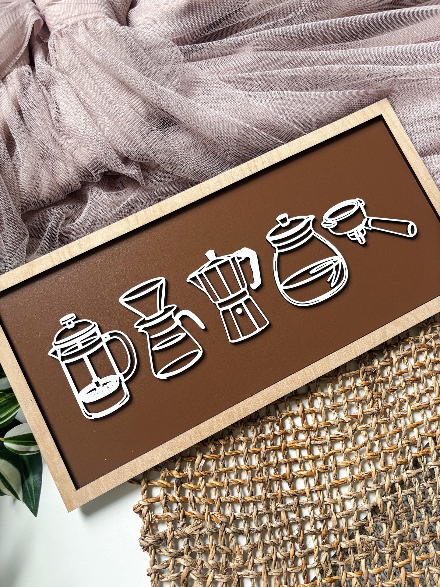 Coffee Bar Decor, Espresso Pour Over Art, Wood Coffee Lover Gift, Minimalist Kitchen Decor, Coffee Station Decor, Modern Coffee Wall Art