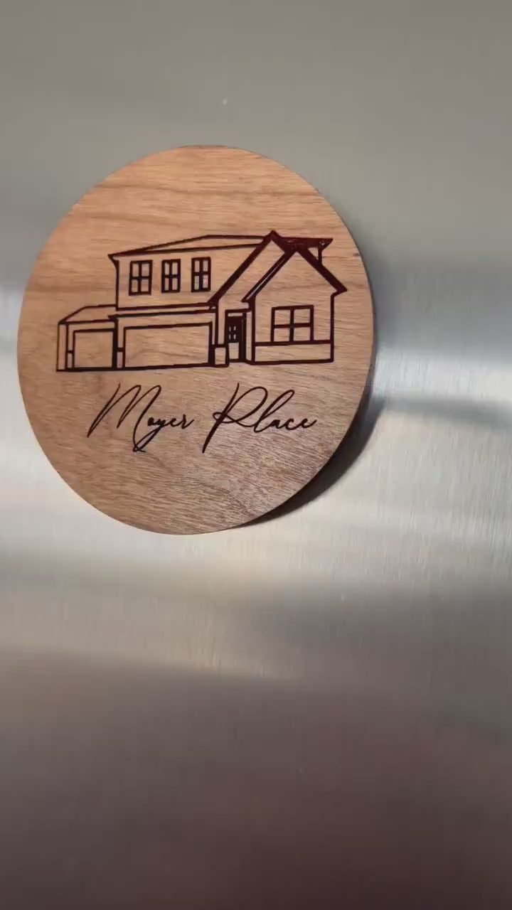 Home Outline Magnet, New House Magnet, Personalized Family Magnet, Engraved Wood Magnet, Custom Refrigerator Magnet