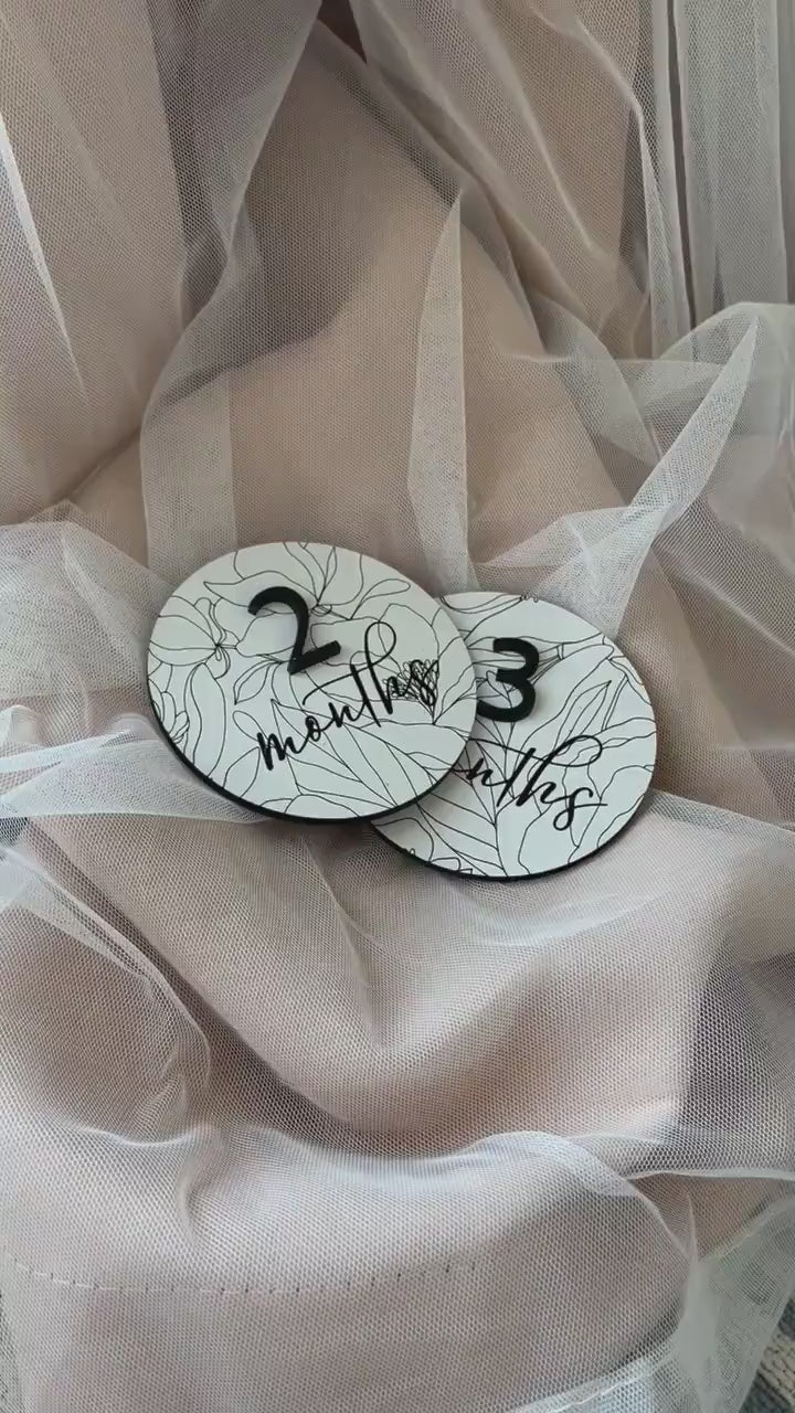 Baby Monthly Milestone Markers, Laser Engraved Wood Monthly Markers, Baby Photo Props, Newborn and Birth Announcement, Baby Shower Gift
