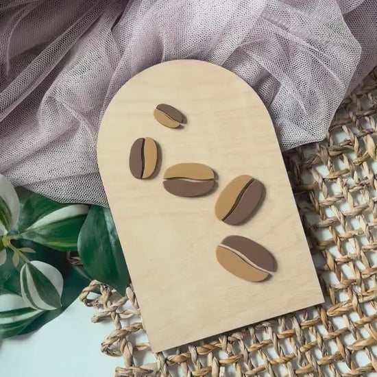 Coffee Bar Decor, Hand Painted Coffee Bean Decor, Coffee Lover Gift, Minimalist Kitchen Decor, Coffee Station Decor, Modern Coffee Wall Art