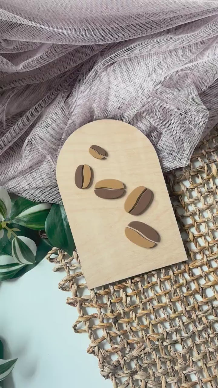 Coffee Bar Decor, Hand Painted Coffee Bean Decor, Coffee Lover Gift, Minimalist Kitchen Decor, Coffee Station Decor, Modern Coffee Wall Art