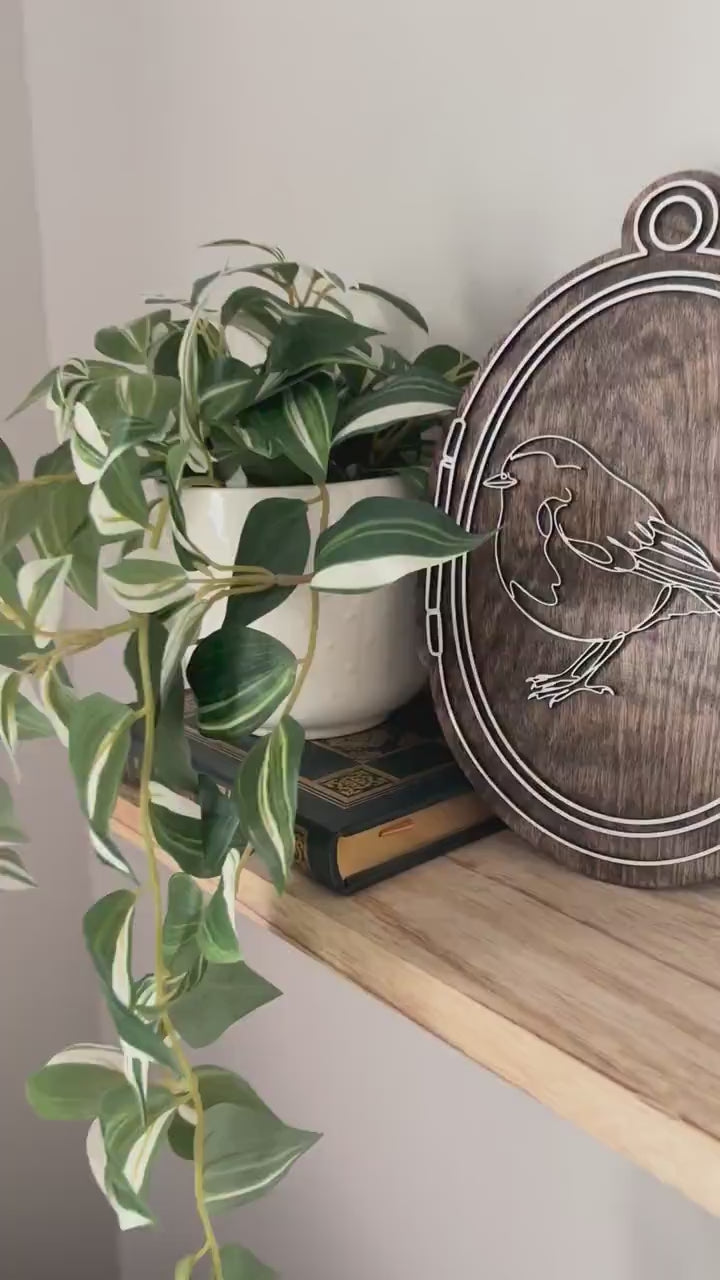 Bird Locket Wall Art, Line Art Bird Wall Decor, Nature Lover Gift, Cottagecore Home Decor