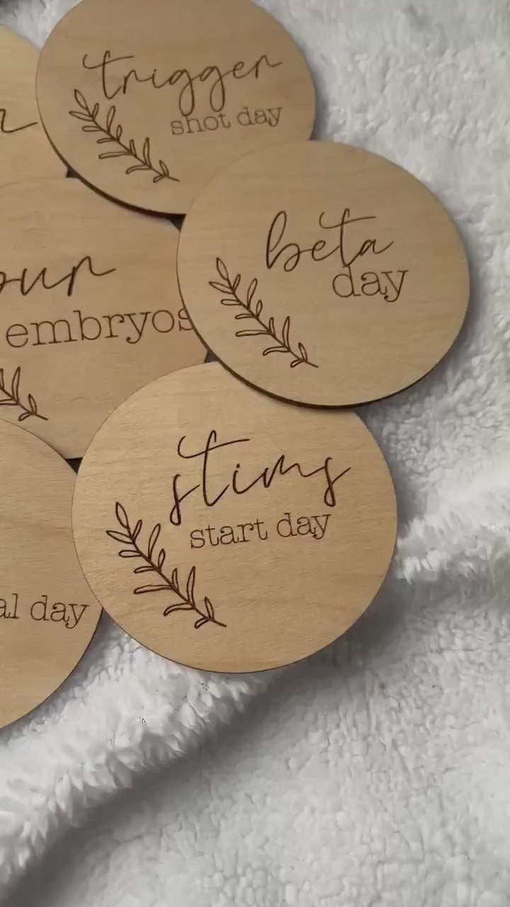 Wooden IVF Milestone Cards, IVF, Infertility, We're doing IVF, Laser Engraved Wood Monthly Markers, Baby Photo Props
