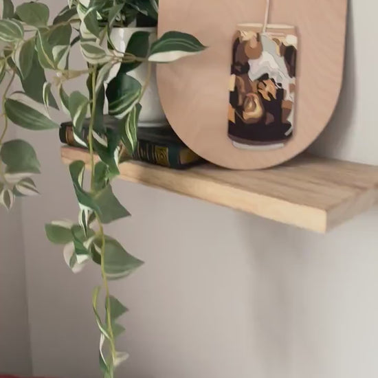 Iced Coffee Wall Art, Hand Painted Laser Cut Color Block Coffee Sign, Hand Painted Wall Decor, Feminine Wall Art, Cozy Boho Home Decor