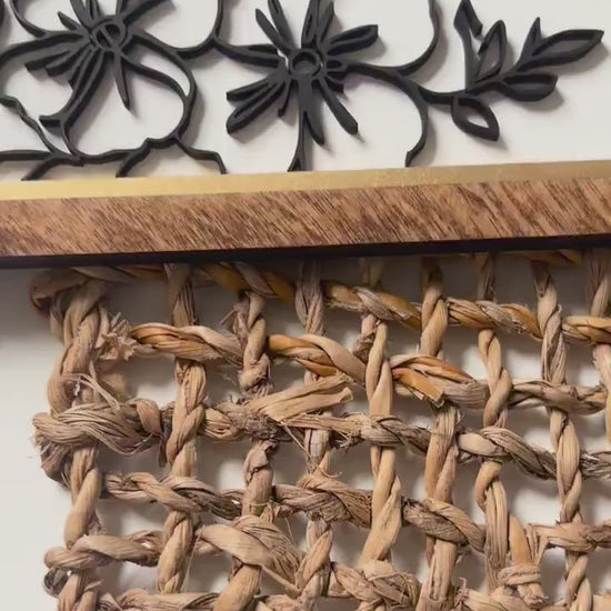 Triangle Floral Wall Art, Geometric Wood Flower Wall Decor, Botanical Line Art Sign, Modern Minimalistic Wall Decor, Floral Home Decor