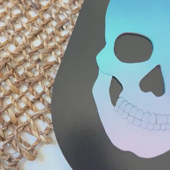 Halloween Skull Sign, Pastel Rainbow Skeleton Decor, Day of the Dead Home Decor, Fall Decor, Halloween Sign, Fall Wood Sign