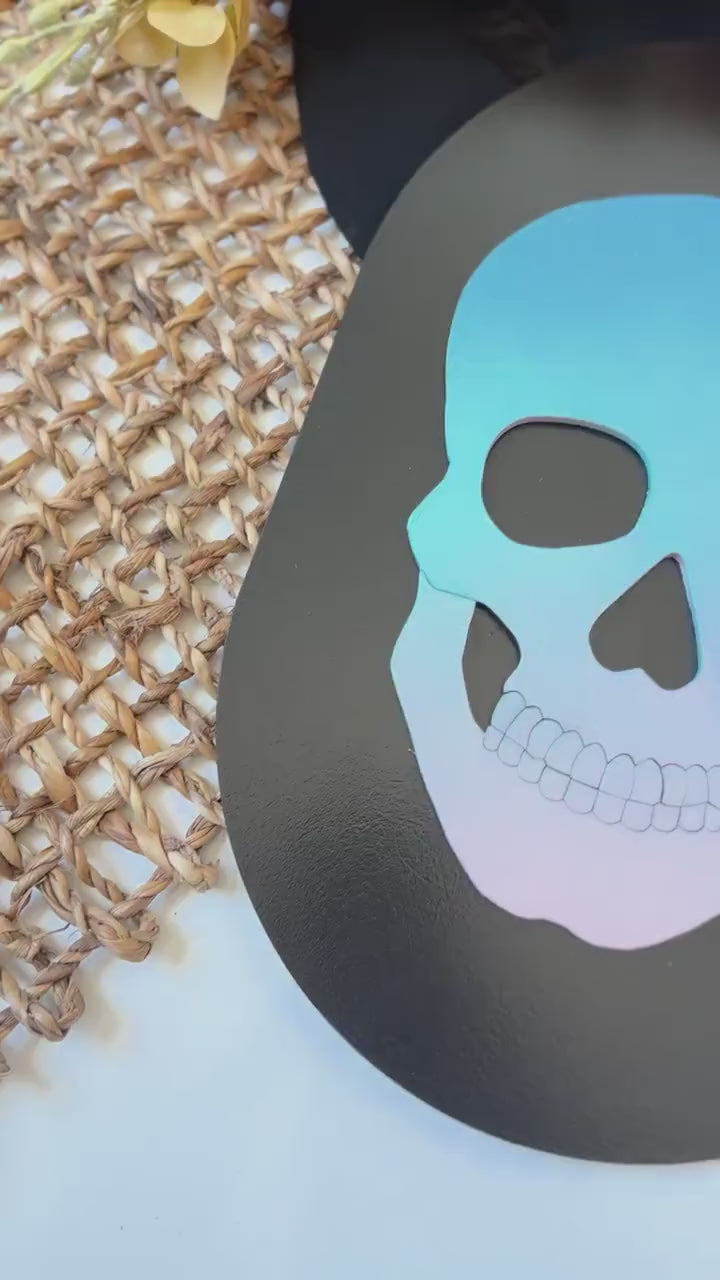 Halloween Skull Sign, Pastel Rainbow Skeleton Decor, Day of the Dead Home Decor, Fall Decor, Halloween Sign, Fall Wood Sign