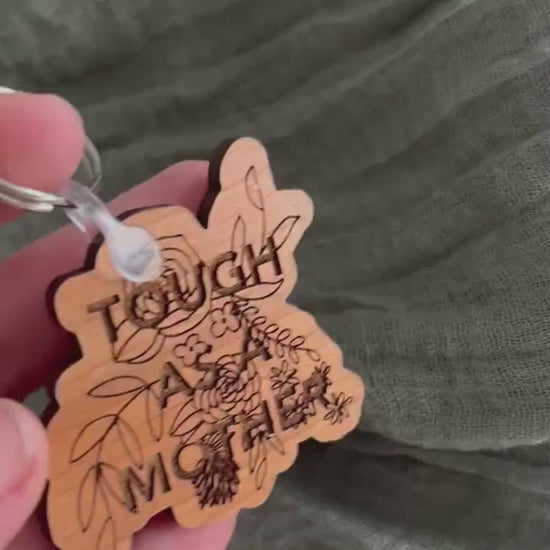 Tough as a Mother, Floral Mama Keychain, Daisy Keychain, Mama Bag Tag, Engraved Mama Keychain, Mother's Day Gift, Customized Gift for Mom