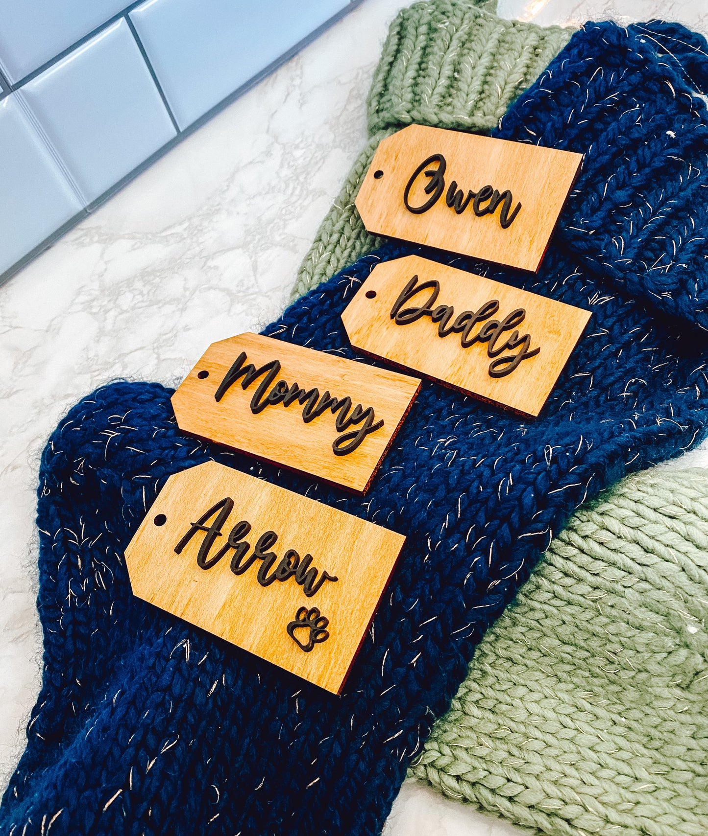 Personalized Christmas Stocking Tags, Stocking Name Tags, Wooden Name Tags, Personalized Wooden Tags, Laser Engraved Gift Tags, Laser Cut