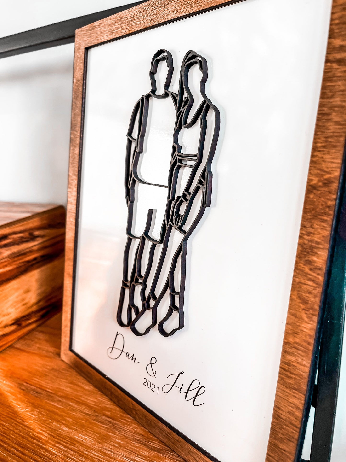 Family Portrait Line Drawing, Custom Baby Picture, Laser Cut Couple Portrait, Custom Wood Sign, Outlined Photo, Gift for Valentine's Day