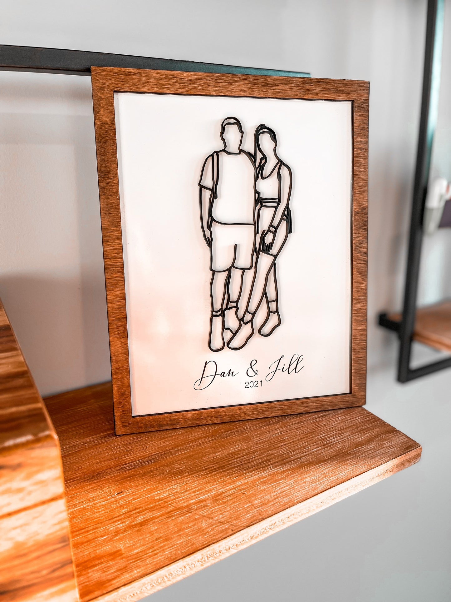 Family Portrait Line Drawing, Custom Baby Picture, Laser Cut Couple Portrait, Custom Wood Sign, Outlined Photo, Gift for Valentine's Day