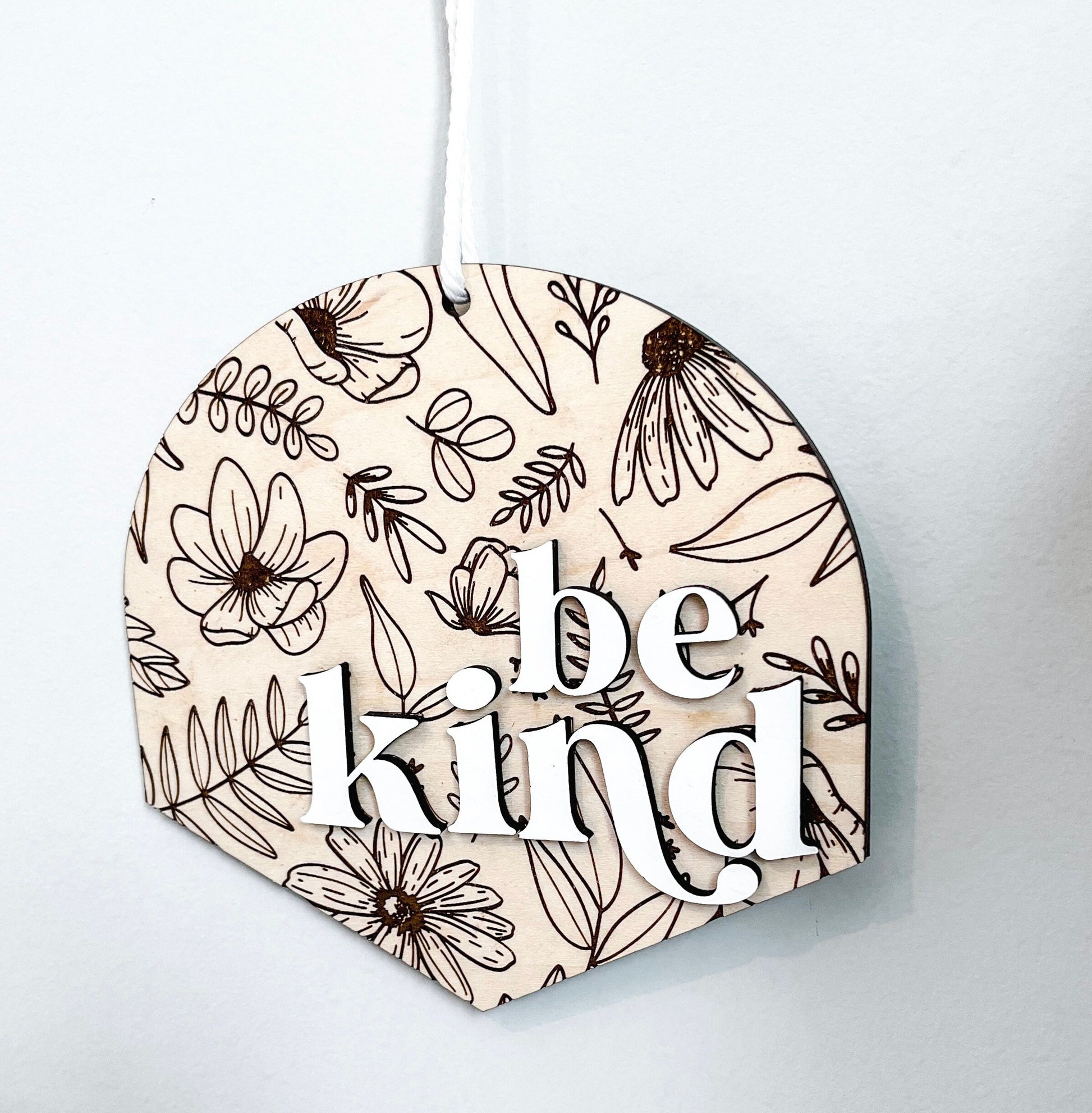 Be Kind Nursery Sign, Baby Name Sign, Boho Wall Hanging, Floral Wall Art, Nursery Wall Decor, Boho Wall Art, Laser Engraved, Be Kind Sign