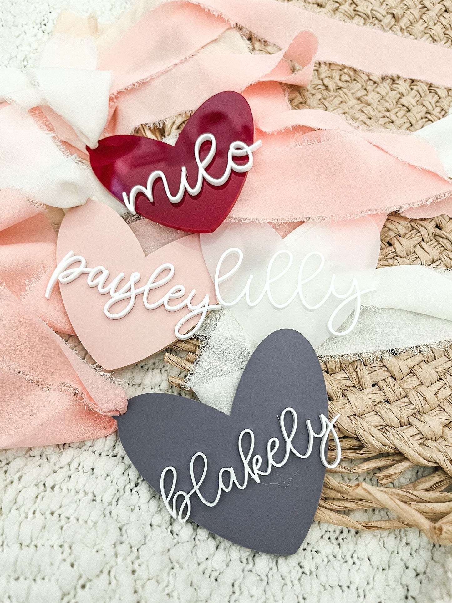 Valentine's Day Tag, Valentine's Day Basket Gift Tag, Heart Gift Tag, Valentines Gift Tag, Valentine's Acrylic Tags, Wooden Heart Name Tag