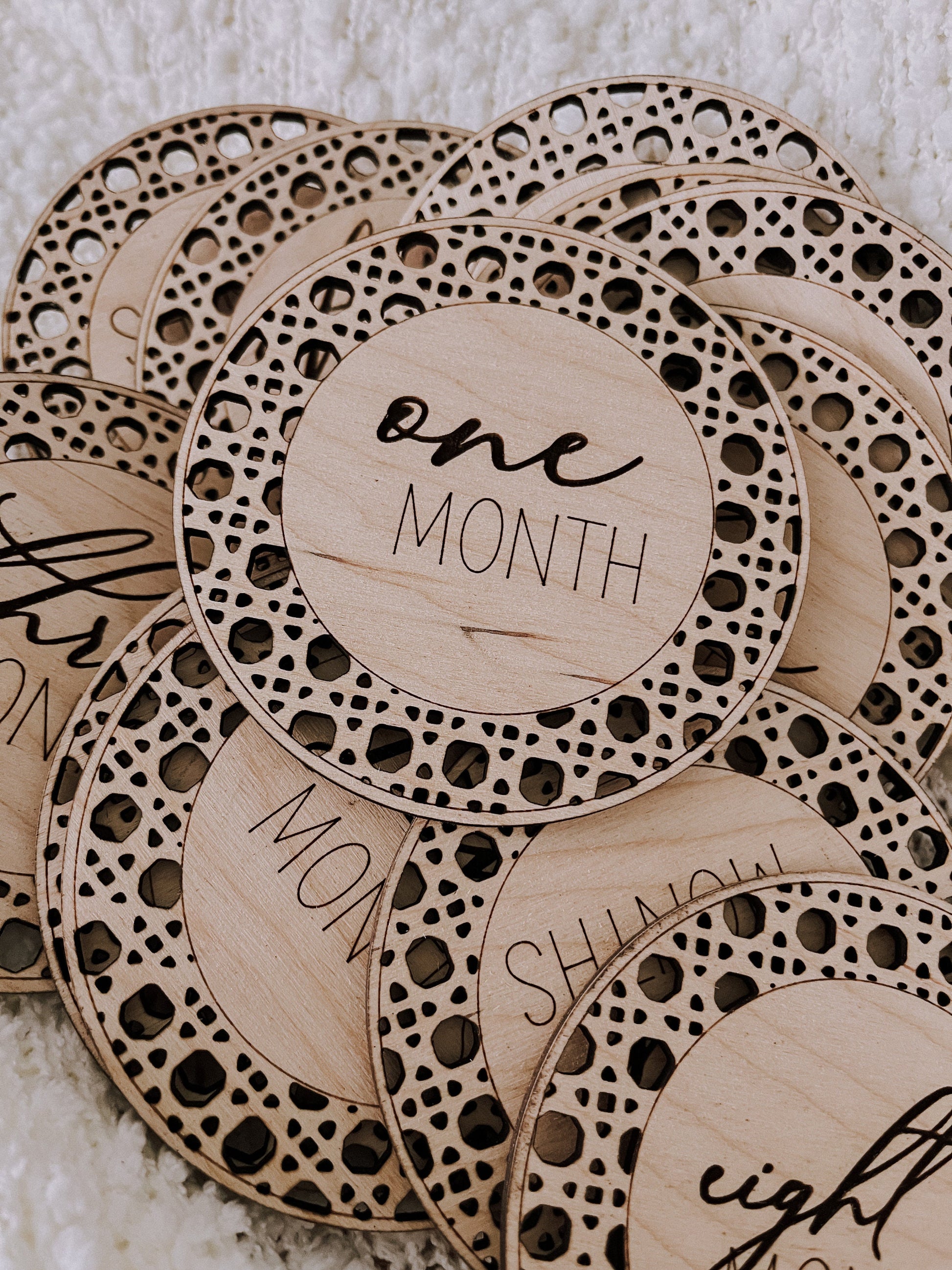 Boho Baby Monthly Milestone Markers, Laser Engraved Wood Monthly Markers, Baby Photo Props, Newborn and Birth Announcement, Baby Shower Gift
