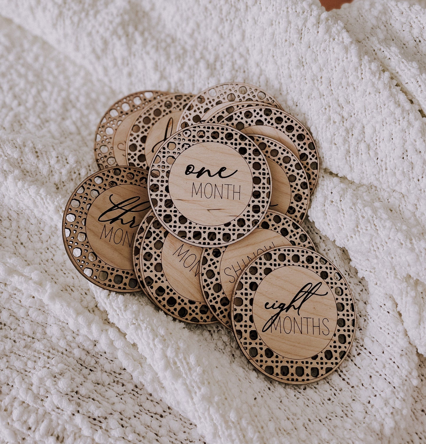 Boho Baby Monthly Milestone Markers, Laser Engraved Wood Monthly Markers, Baby Photo Props, Newborn and Birth Announcement, Baby Shower Gift