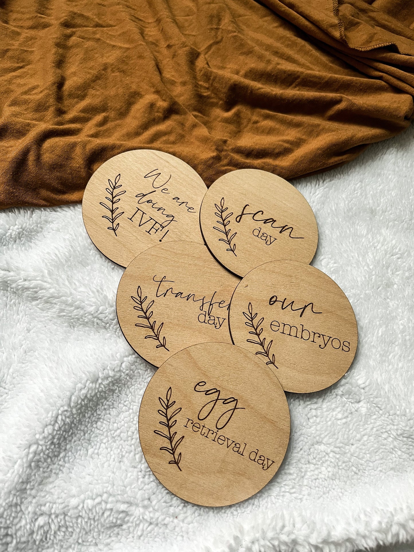 Wooden IVF Milestone Cards, IVF, Infertility, We're doing IVF, Laser Engraved Wood Monthly Markers, Baby Photo Props
